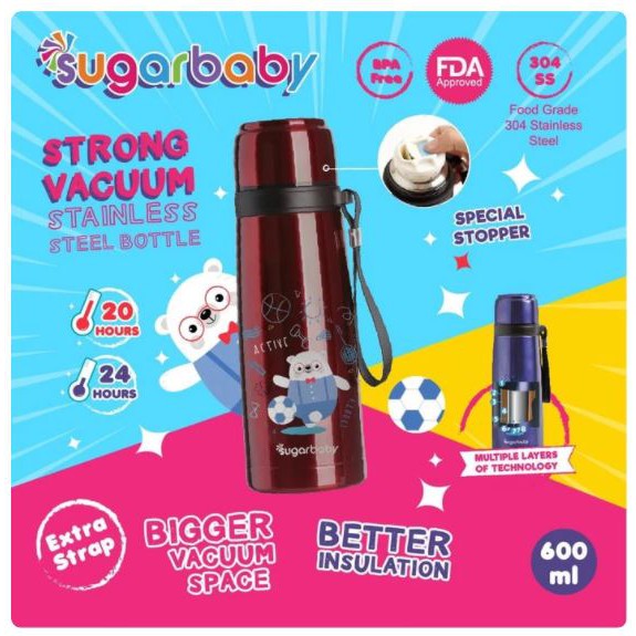 Sugar Baby STRONG Vacuum Bottle Stainless Steel 304 600 ml Insulasi 24 Jam Foto 4