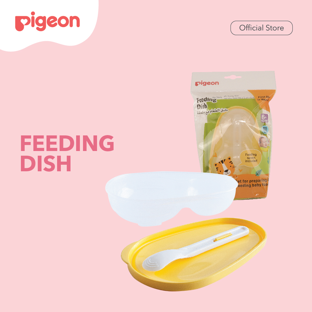 PIGEON Feeding Dish Mangkok Makan Bayi dengan Tutup dan Sendok BPA Free