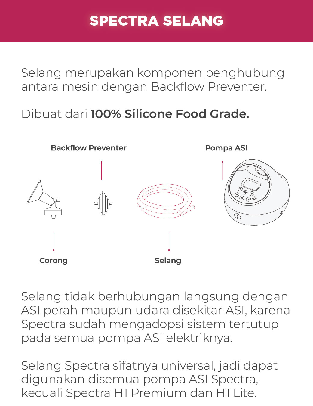 Selang Pompa ASI Spectra Original Panjang 100CM untuk Semua Tipe Foto 6