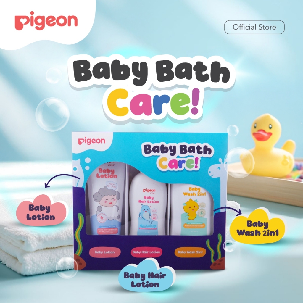 Pigeon Baby Bath Care Set Travel Kit Paket Perlengkapan Mandi Bayi 4 Item Foto 5