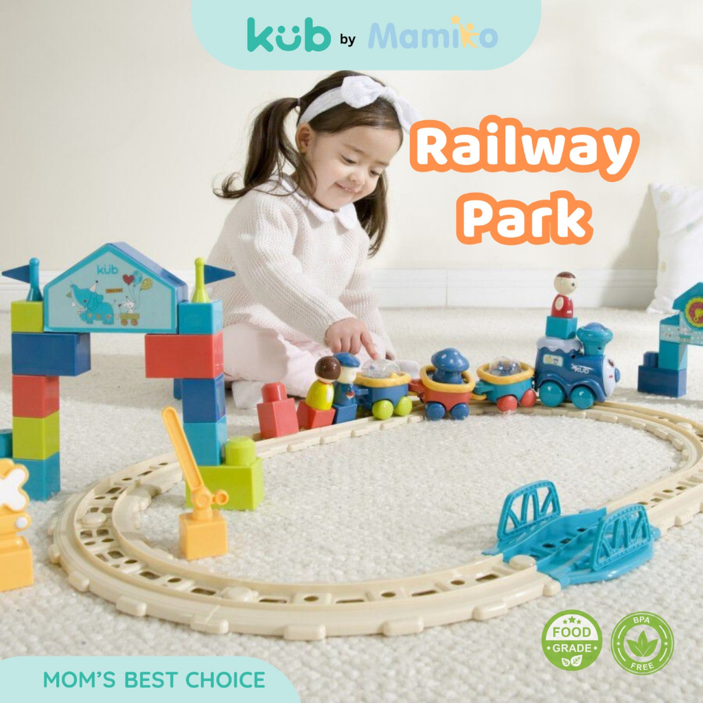 Mainan Kereta Api KUB Railway Park 36 Pcs Set Rel Track Anak ABS Foto 4