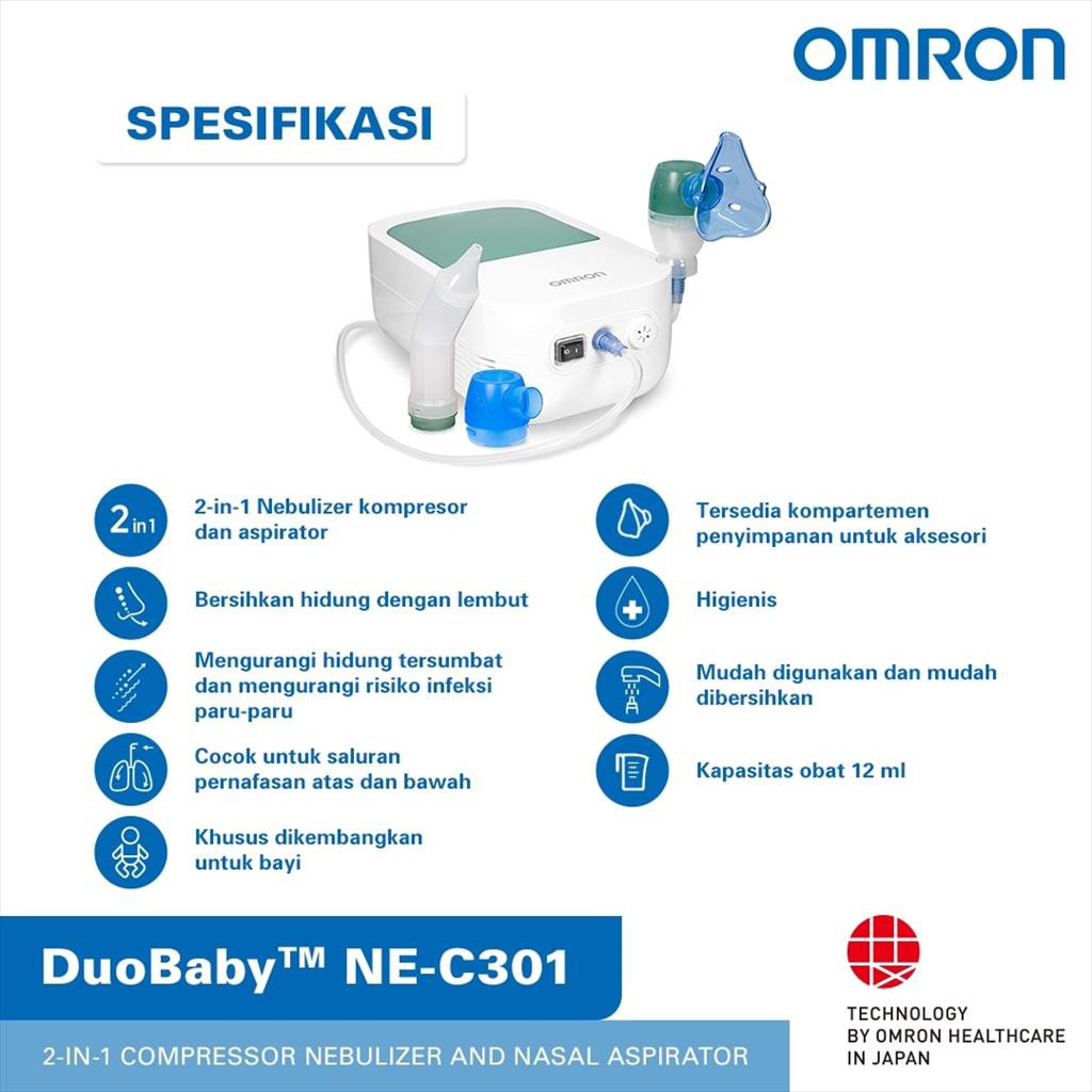 Omron Nebulizer DuoBaby NE-C301-AP Kompresor 2-in-1 dengan Aspirator Hidung Foto 3