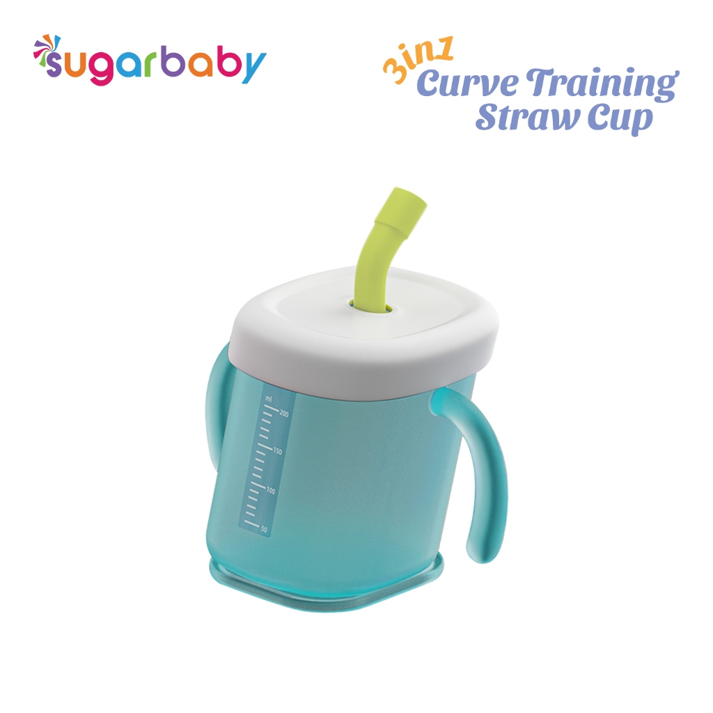 Sugarbaby 3 in 1 Curve Training Straw Cup Gelas MPASI Bayi Anti Tumpah BPA Foto 5