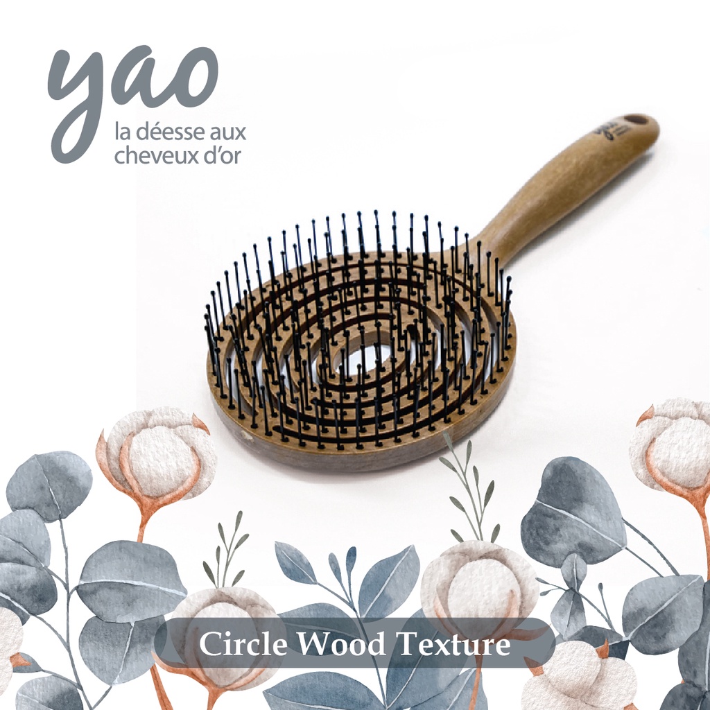Sisir Rambut Kayu Yao Circle Wood Texture Anti Rontok Buatan Korea Foto 4