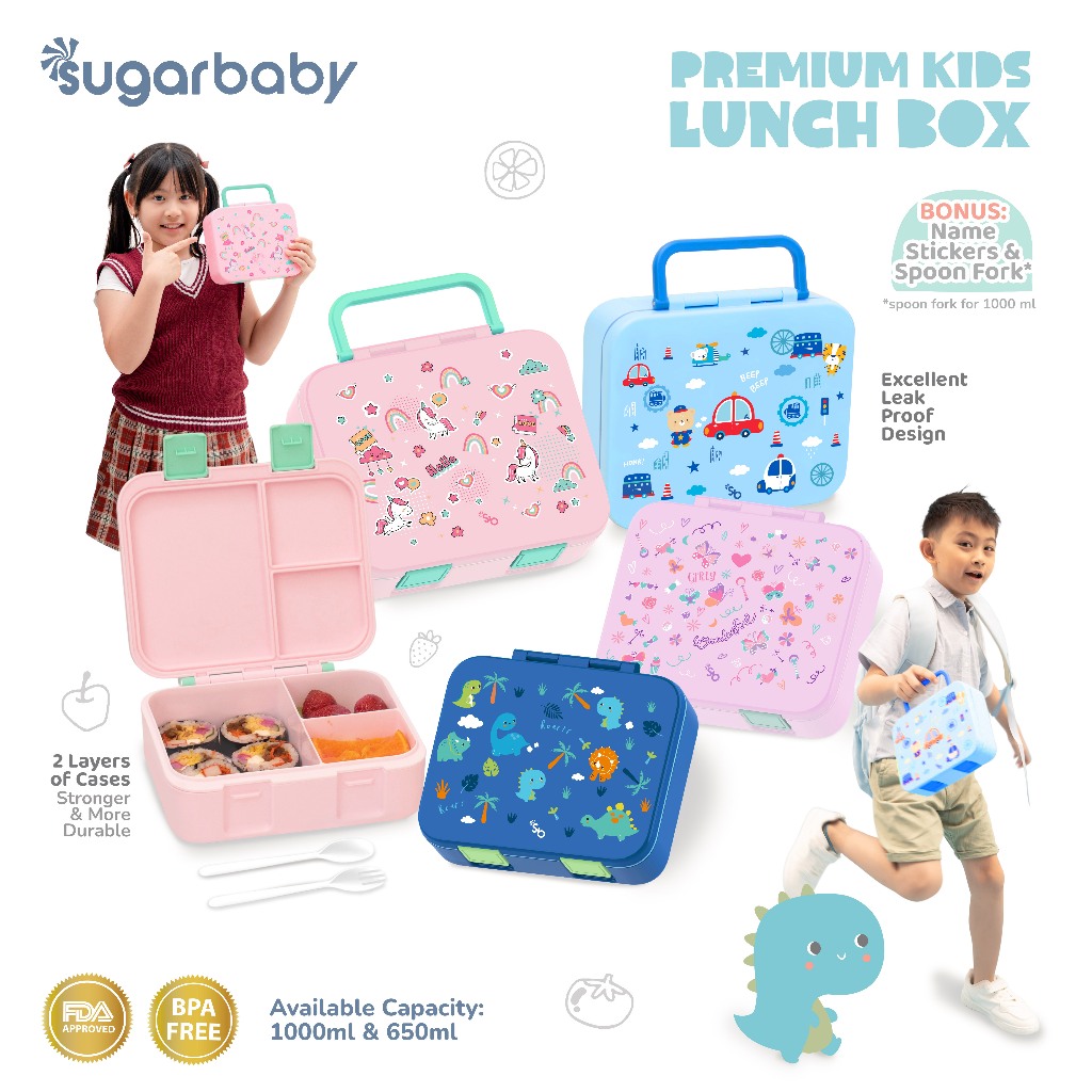Kotak Bekal Anak Sugarbaby Premium Kids Lunch Box 650ml BPA Free Anti Bocor