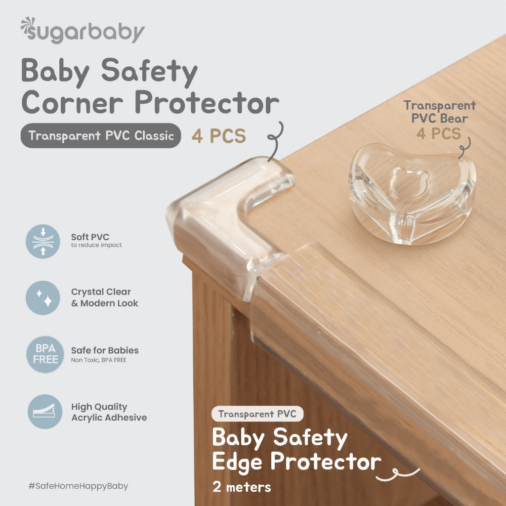 Sugarbaby Baby Safety Edge & Corner Protector PVC Transparan BPA Free 2M Roll &