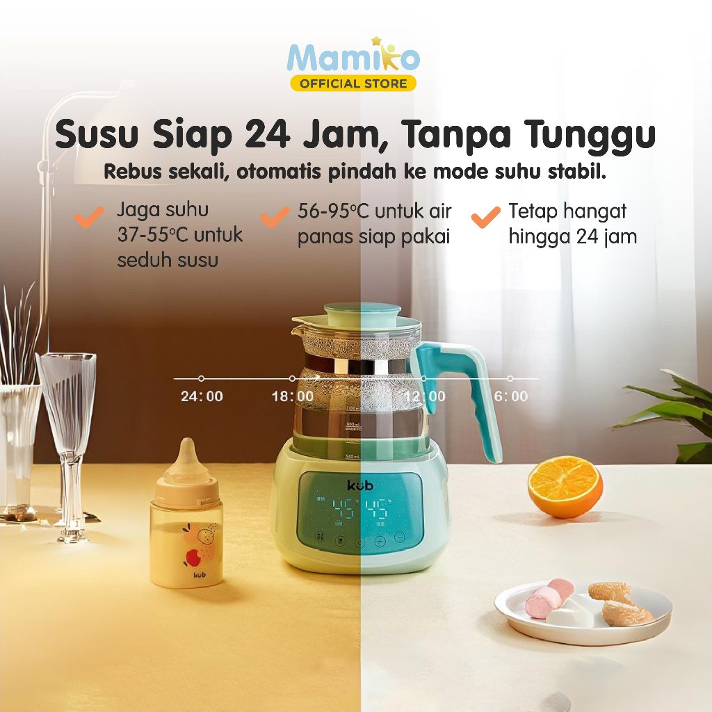 Mamiko Thermostatic Milk Adjuster 1L Biru Tosca Penghangat Susu Bayi MPASI Otomatis Foto 4