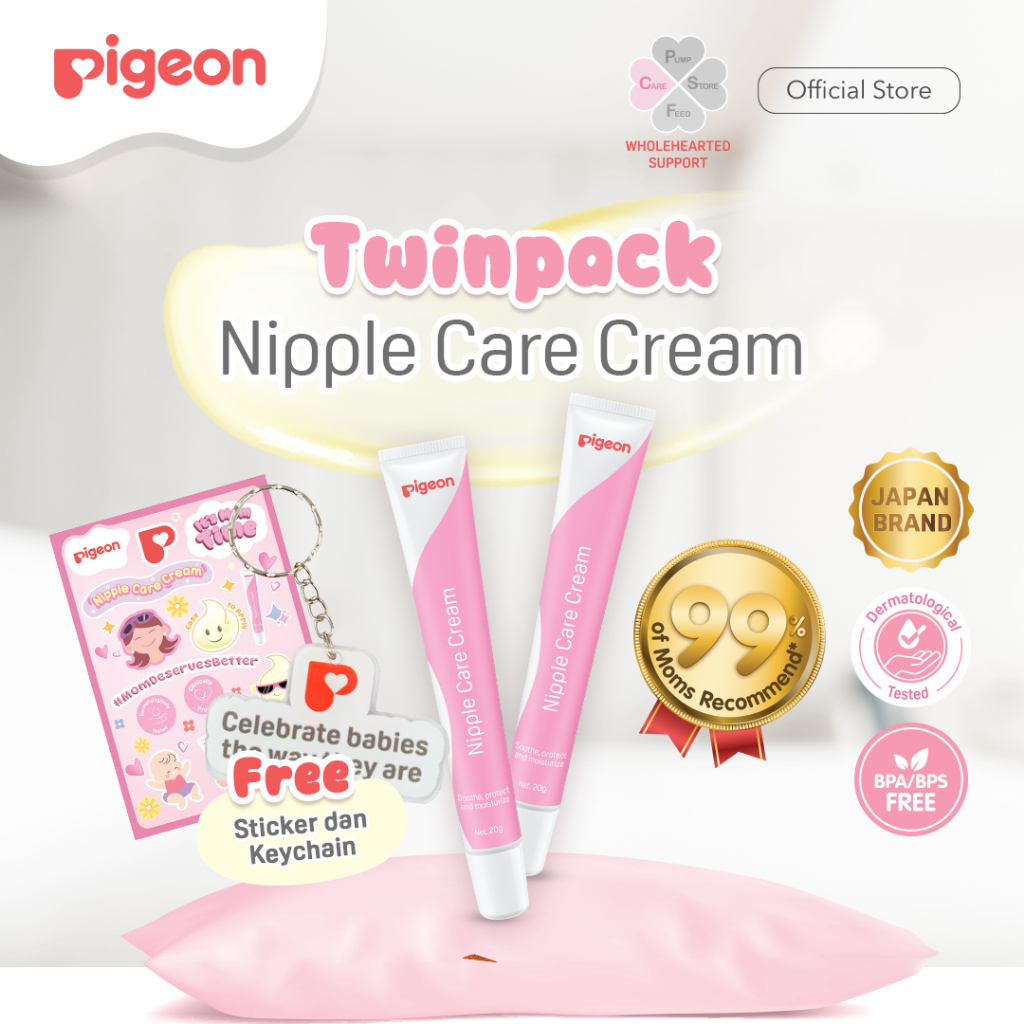PIGEON Nipple Care Cream 20g Twin Pack Krim Pelembab & Perawatan Puting Lecet Halal