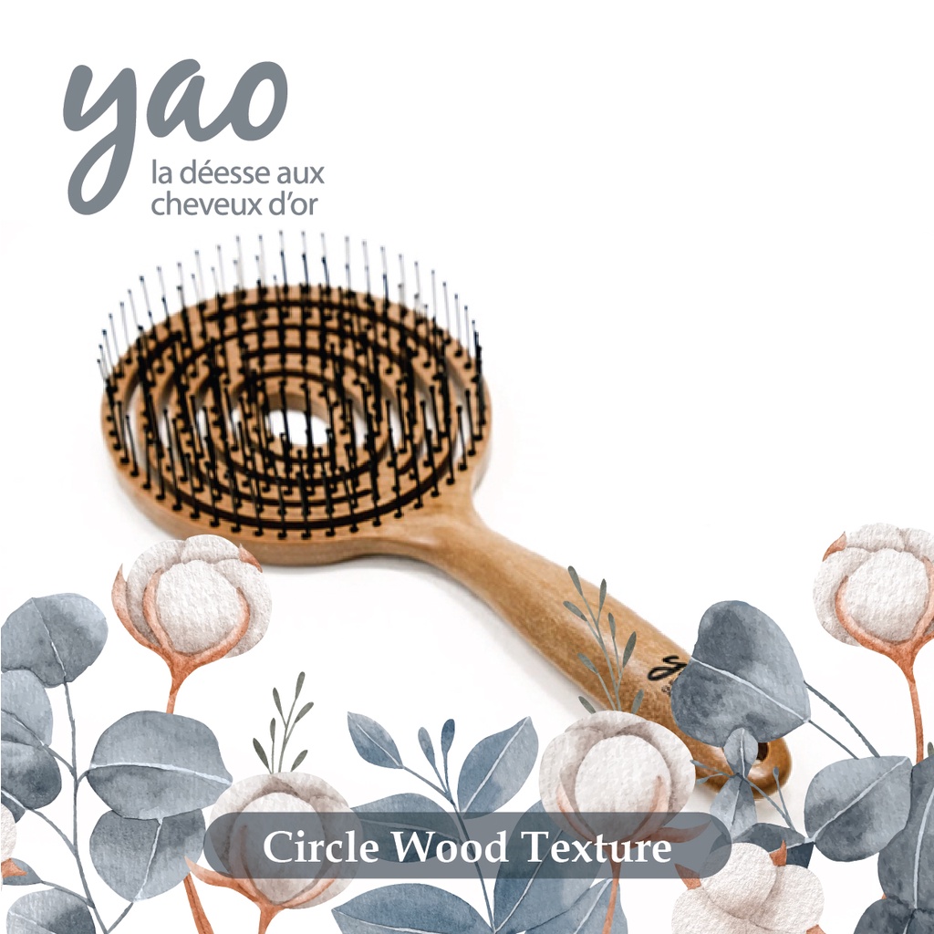 Sisir Rambut Kayu Yao Circle Wood Texture Anti Rontok Buatan Korea Foto 5