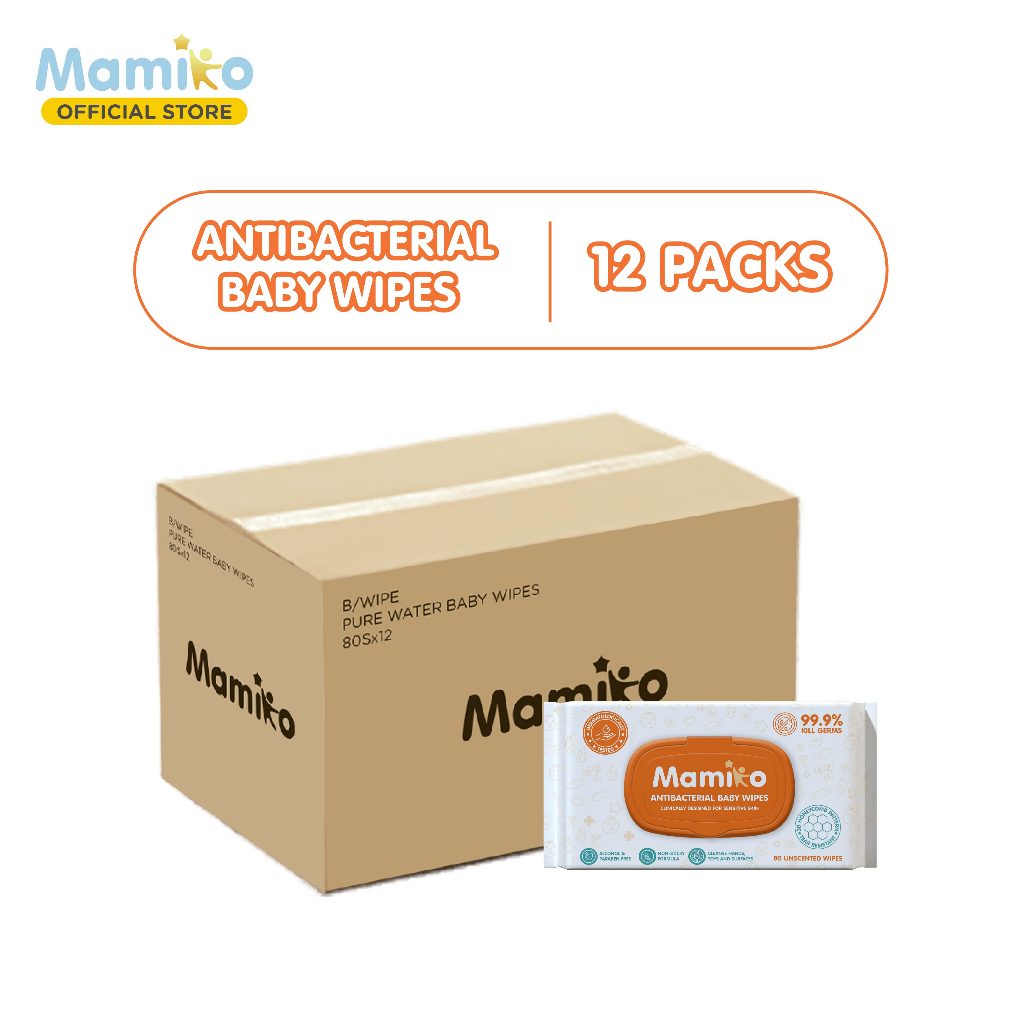 Mamiko Antibacterial Baby Wipes 80 Lembar Tisu Basah Anti Bakteri untuk Kulit Sensitif Foto 7