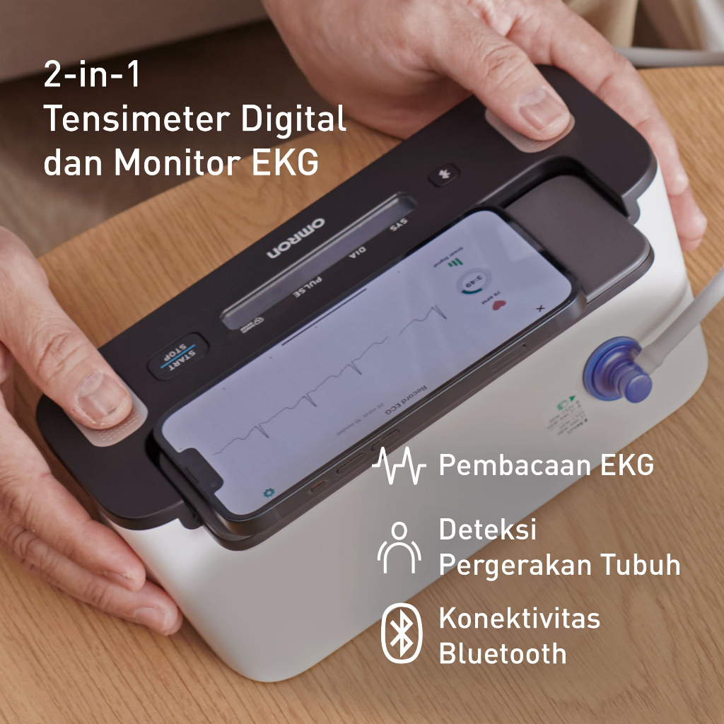 Omron Blood Pressure Monitor HEM-7530T (OMRON Complete) Tensimeter Digital AFib Bluetooth + EKG Foto 2
