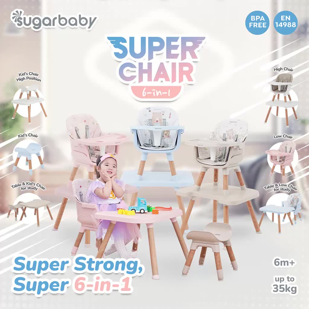 Kursi Makan Bayi Sugar Baby Super Chair 6in1 High Chair BPA Free Anti Slip