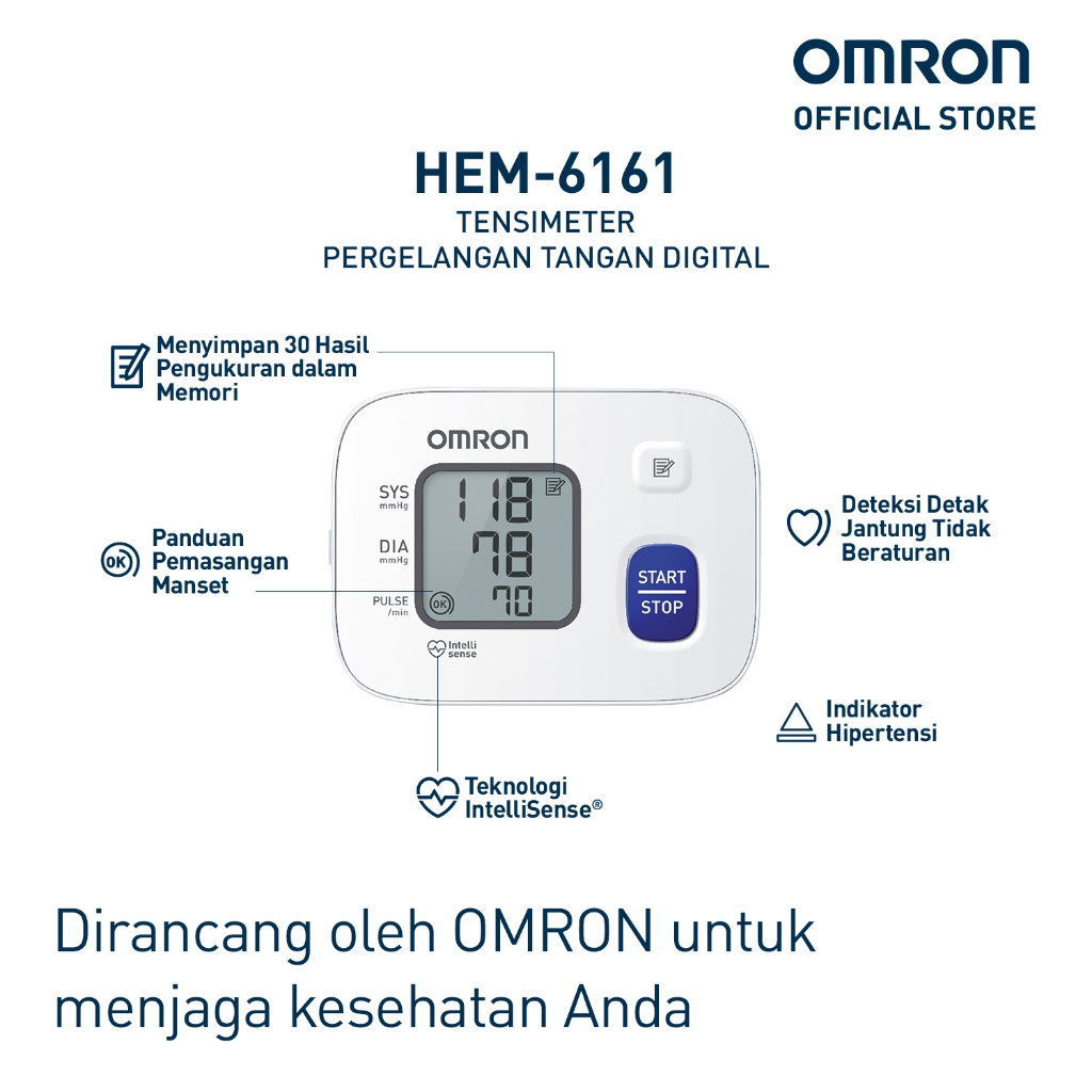 Omron HEM-6161 Wrist Blood Pressure Monitor Alat Cek Tensi Darah Digital Foto 3
