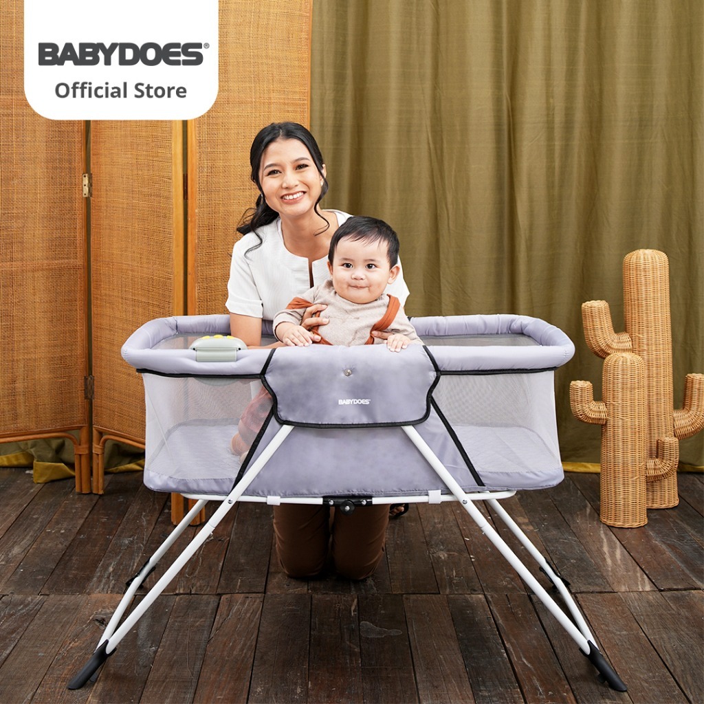 Babydoes Travee Cribs Baby Box Portable Travel Bed dengan Music Box & Kanopi Foto 7