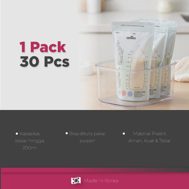 Kantong ASI Spectra Milk Bag Storage 200ml 30pcs dengan Zipper dan Indikator Panas Foto 3