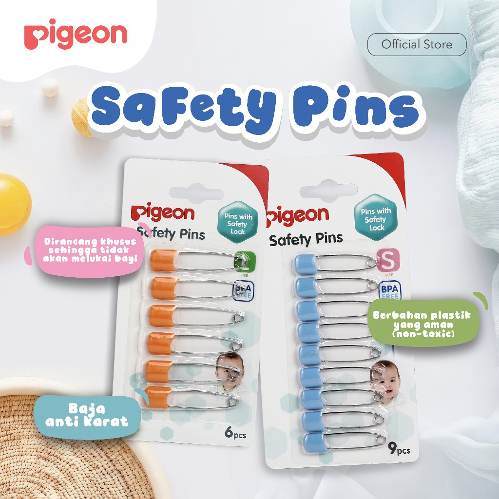 Peniti Bayi Pigeon Safety Pin Bahan Plastik Aman Anti Karat Ukuran S