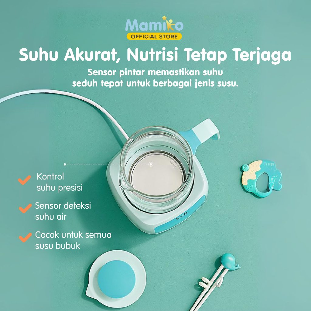 Mamiko Thermostatic Milk Adjuster 1L Biru Tosca Penghangat Susu Bayi MPASI Otomatis Foto 5