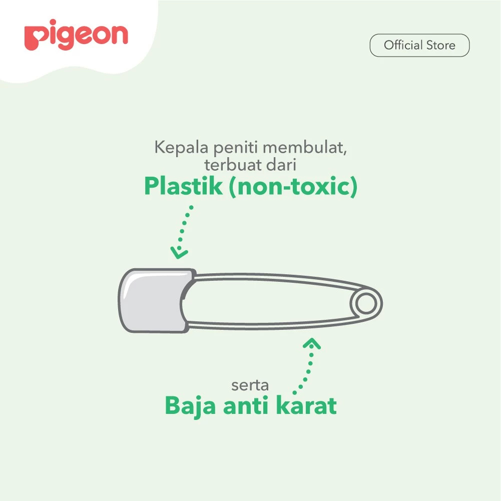 Peniti Bayi Pigeon Safety Pin Bahan Plastik Aman Anti Karat Ukuran S Foto 2