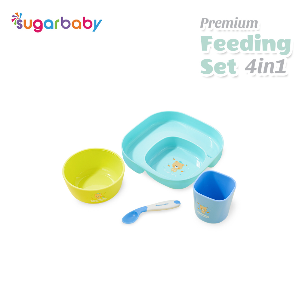 Sugar Baby Premium Feeding Set 4in1 Piring Mangkok Gelas Sendok Sensor Panas Foto 6