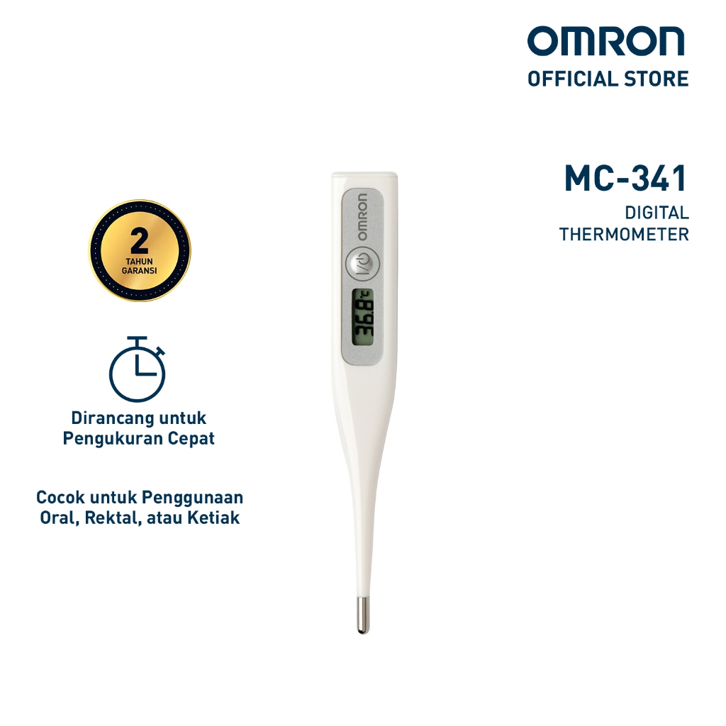 Omron Thermometer Digital MC-341 Tahan Air Pengukur Suhu Oral Rektal Ketiak