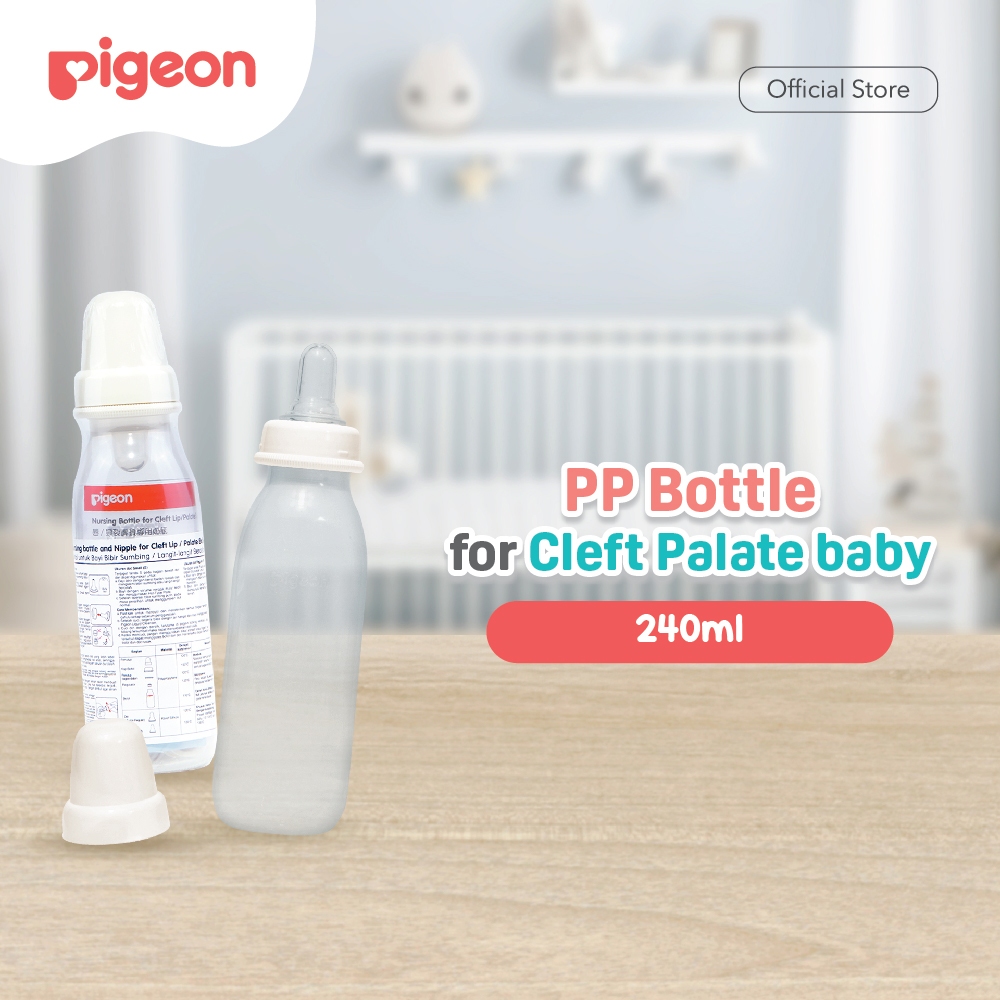 Botol Susu Pigeon PP 240ml Cleft Palate Baby dengan 2 Dot Small & Regular
