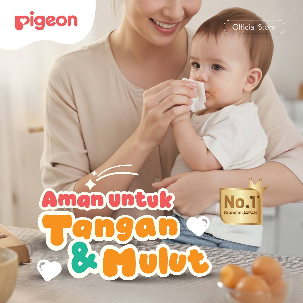 Pigeon Hand & Mouth Wet Tisu Basah Bayi Food Grade Formula 60 Lembar Foto 3