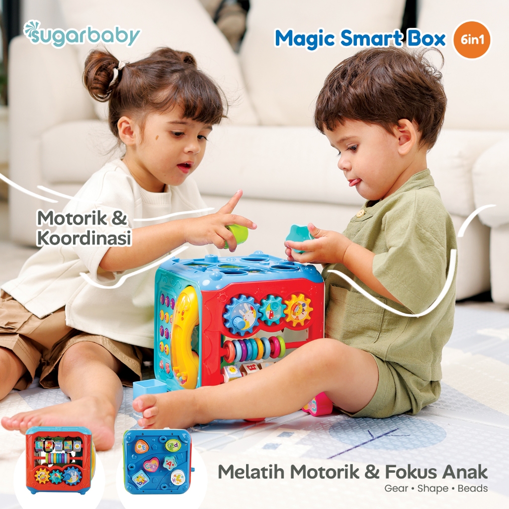 Mainan Edukasi Sugarbaby Magic Smart Box 6in1 Montessori Busy Box Sensorik & Motorik Bayi Foto 8