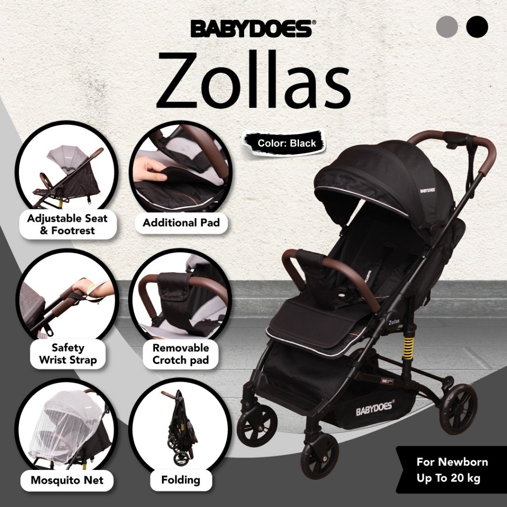 Stroller Bayi Babydoes Zollas Compact Dilipat Sandaran Kursi Kaki Adjustable Foto 5