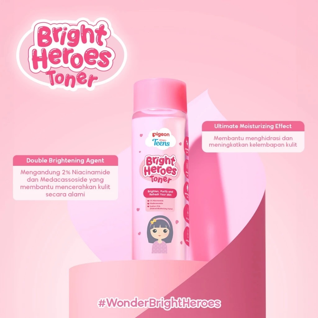 Pigeon Teens Bright Heroes Toner 100ml Niacinamide 5% Alcohol Free Skincare Remaja Foto 3