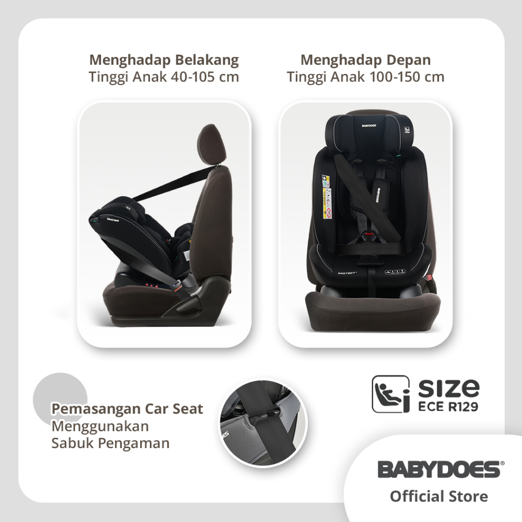 Babydoes Protect+ Car Seat ECE R129/03 Certified untuk Bayi Baru Lahir 4 Posisi Recline Foto 4