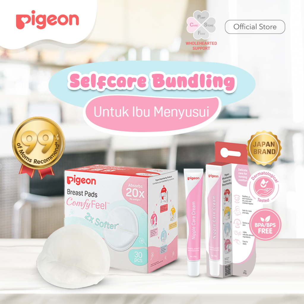 Pigeon Selfcare Bundling Breast Pads 12pcs & Nipple Care Cream 20g Untuk Ibu Menyusui