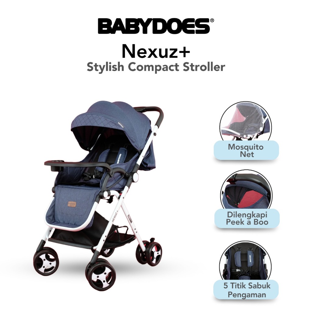Babydoes Nexuz+ Stroller Compact Kereta Bayi Newborn Sampai 36 Bulan Dilipat Satu Tangan Foto 2