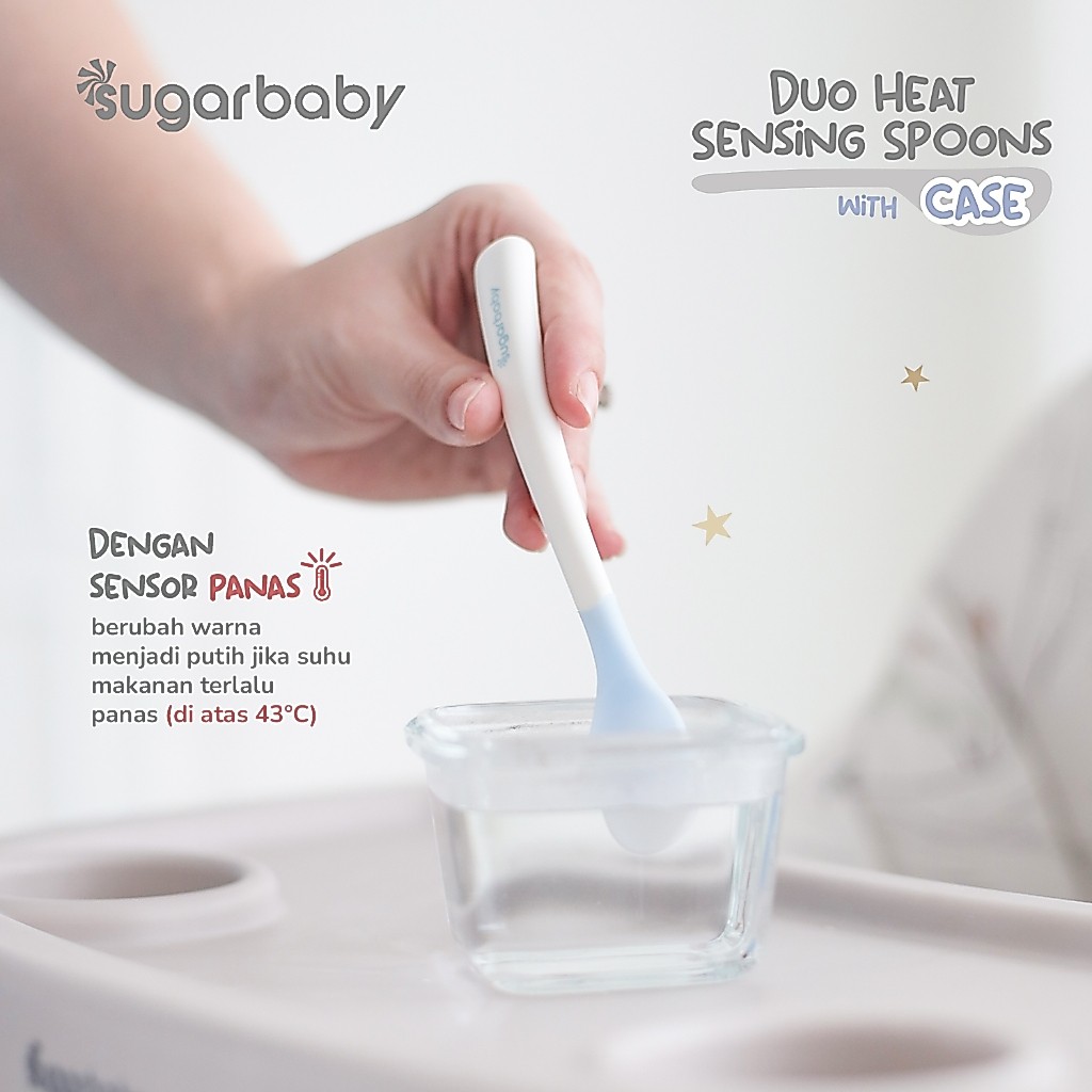 Sendok Makan Bayi Sugarbaby Duo Heat Sensing Spoon BPA Free dengan Case 3 Warna Foto 4