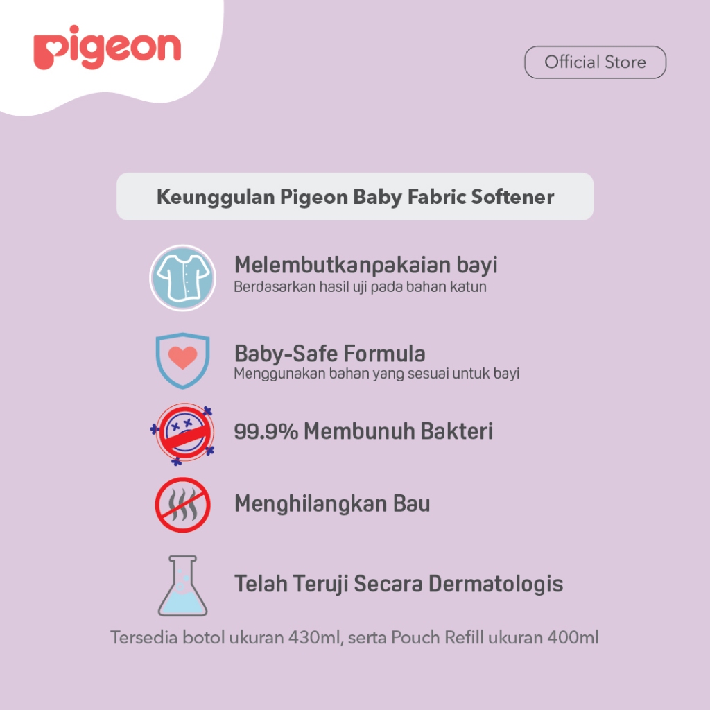 Paket Hemat Pigeon 2 Liquid Detergent 450ml + 1 Softener 400ml untuk Bayi Foto 5