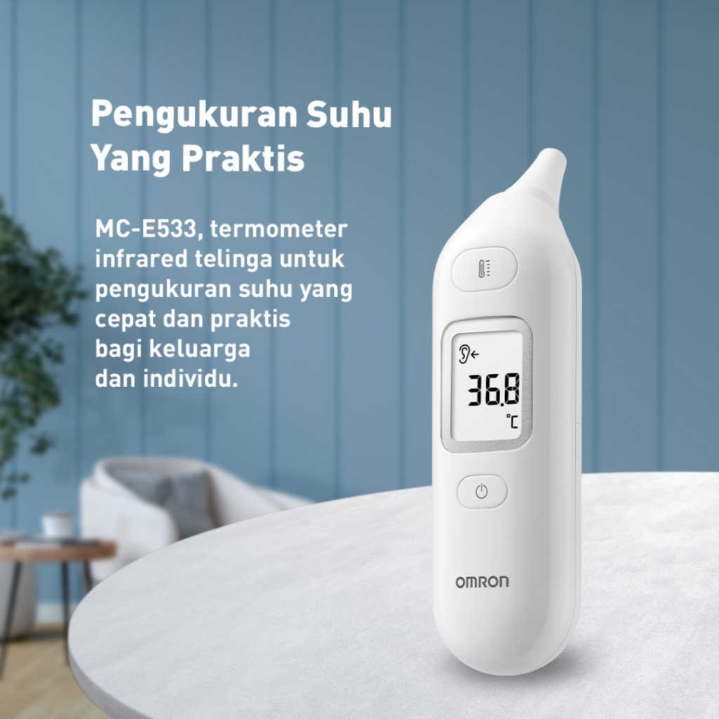 Termometer Telinga Infrared Omron MC-E533 Tanpa Probe Cover Cepat 1 Detik Foto 2