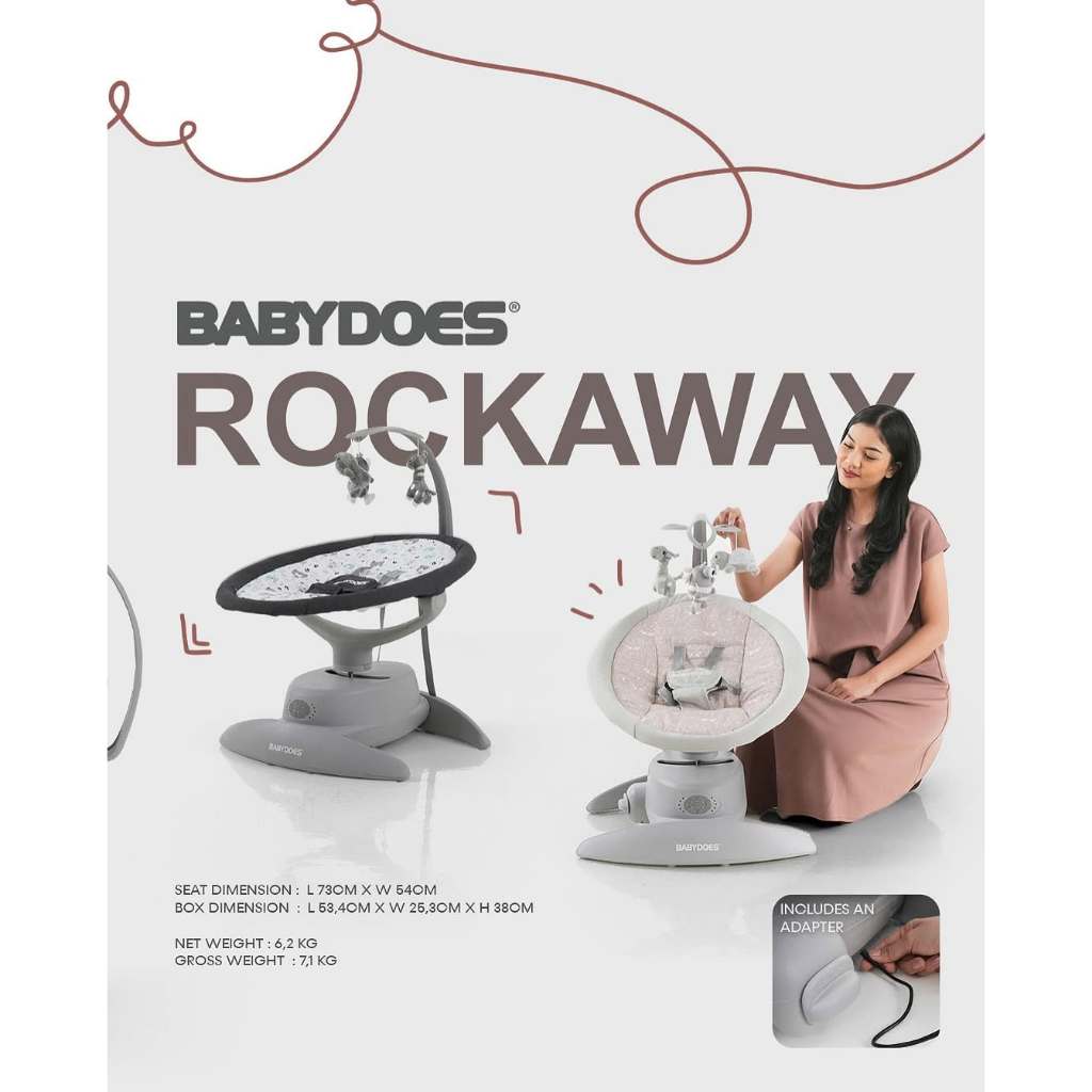 Babydoes Rockaway Baby Swing Elektrik Kursi Putar 360 Remote Control Foto 6