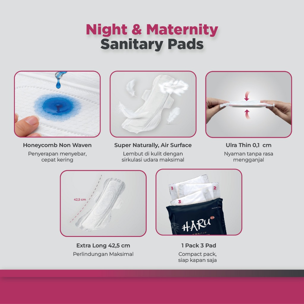 Pembalut Wanita Iris Haru Sanitary Pad 3 Malam Nifas 425mm Ultra Thin Anti Bocor Foto 2
