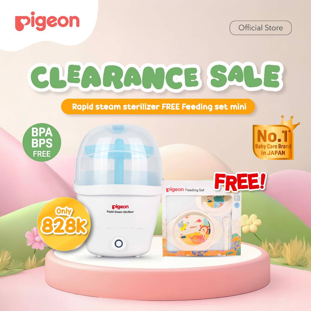 PIGEON Rapid Steam Sterilizer Alat Steril Botol Susu Bayi 5 Botol Auto Switch Off