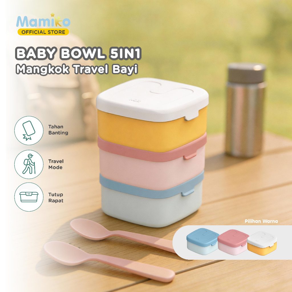 KUB Baby Bowl Travel Lunch Box Set 5in1 Mangkok MPASI Bayi Anti Tumpah 400ML Foto 2