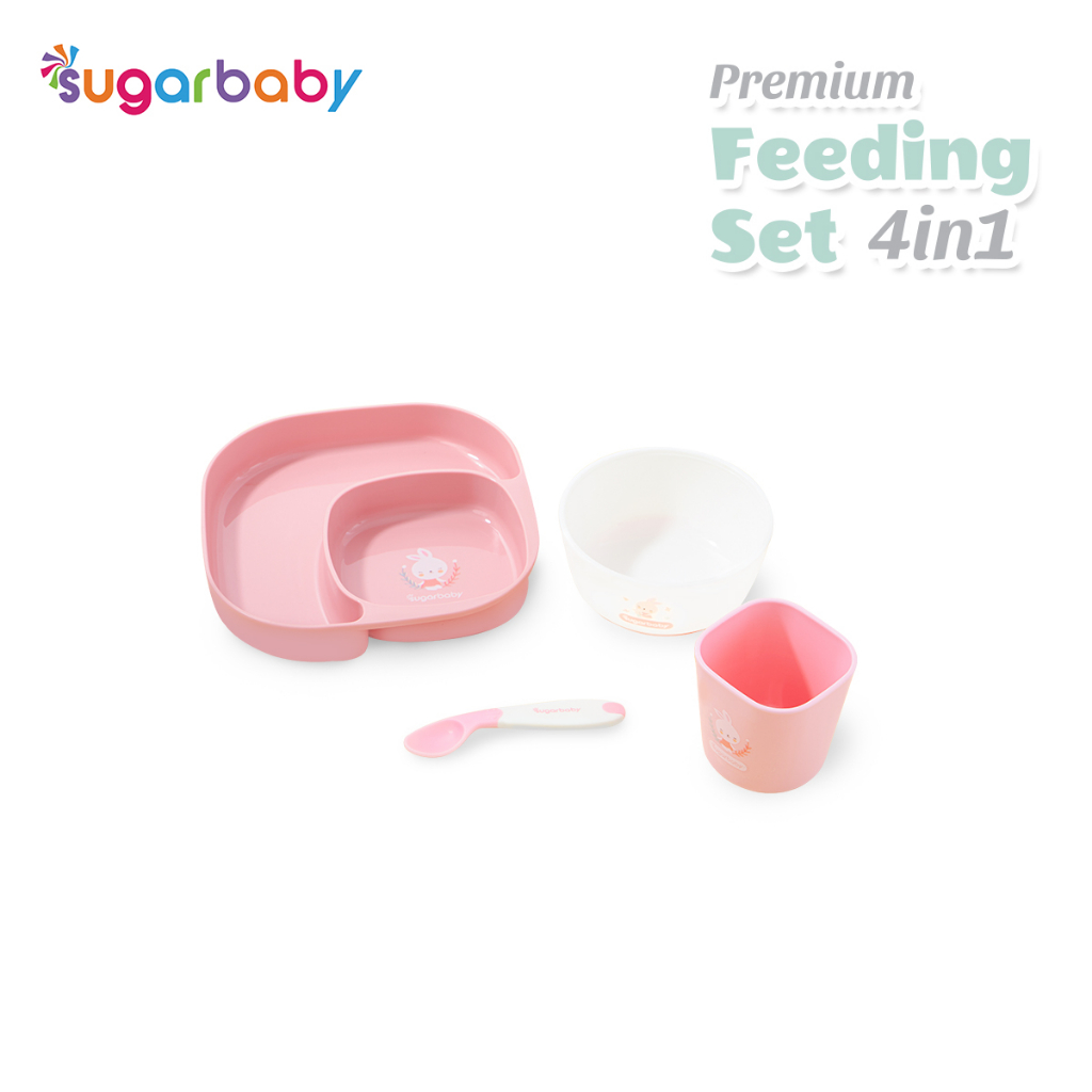 Sugar Baby Premium Feeding Set 4in1 Piring Mangkok Gelas Sendok Sensor Panas Foto 7