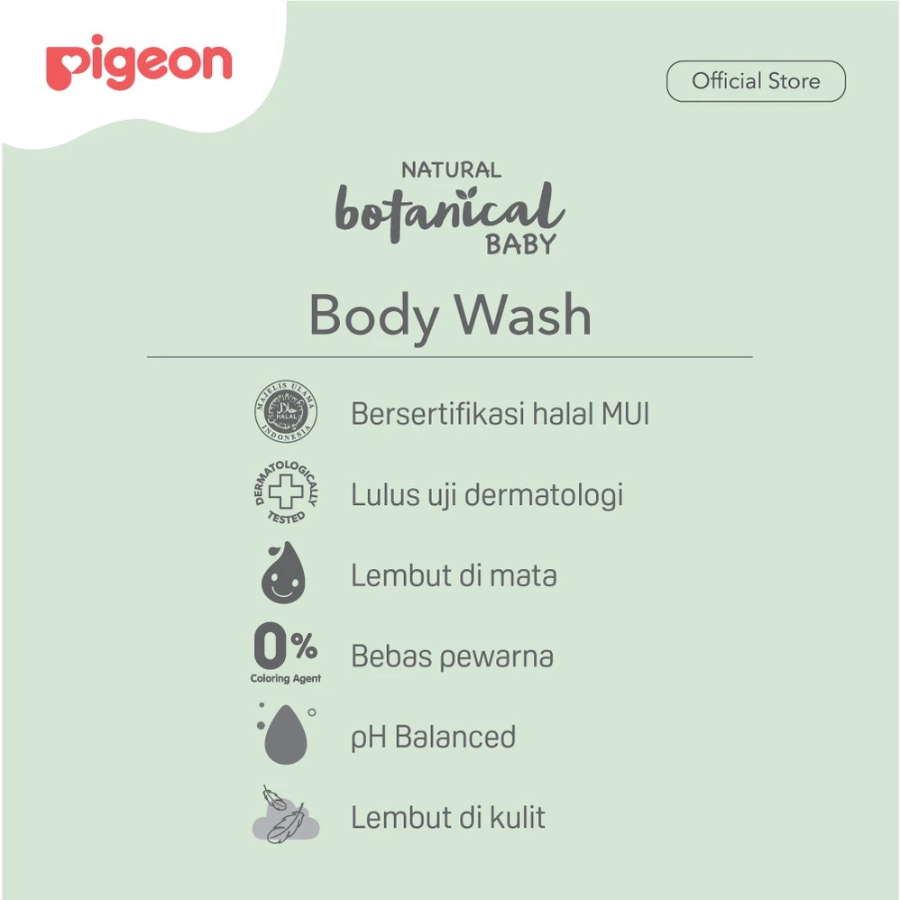 Pigeon Botanical Baby Body Wash Sabun Mandi Cair Bayi 450ml Hypoallergenic pH Balance Foto 3