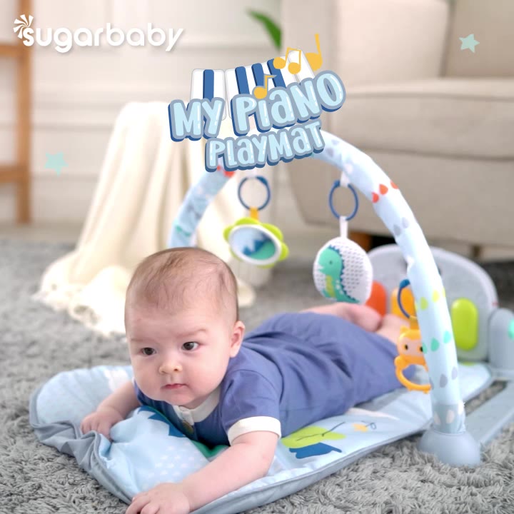 SUGAR BABY My Piano Playmat Baby Gym 4 Tahap Main Musik Lampu Mainan Gantung