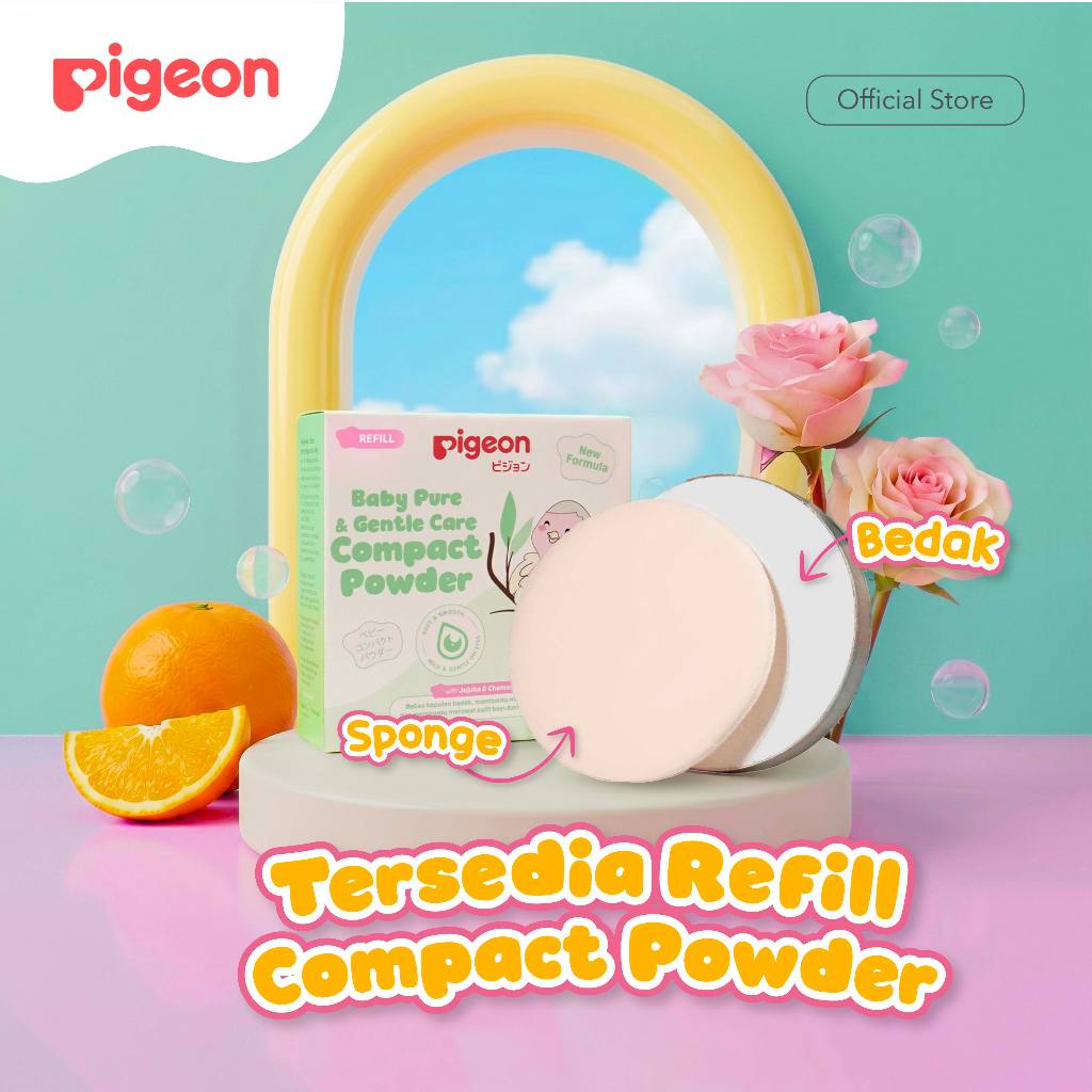 Pigeon Baby Pure & Gentle Care Compact Powder Bedak Padat Talc-Free Chamomile 45gr Foto 8