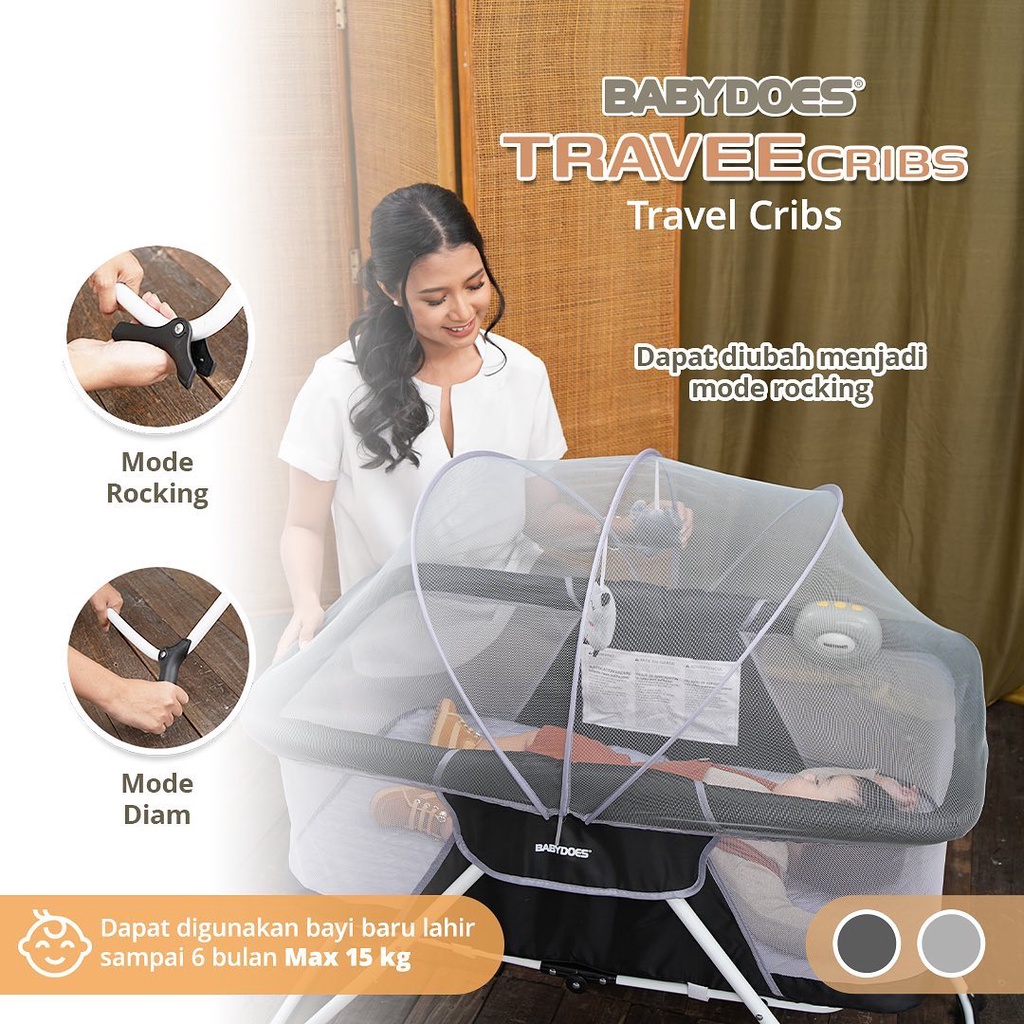Babydoes Travee Cribs Baby Box Portable Travel Bed dengan Music Box & Kanopi Foto 4
