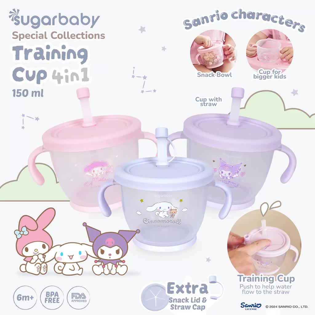 Sugarbaby Training Cup 4in1 Sanrio Collection Gelas Anak BPA Free Anti Bocor 150ml