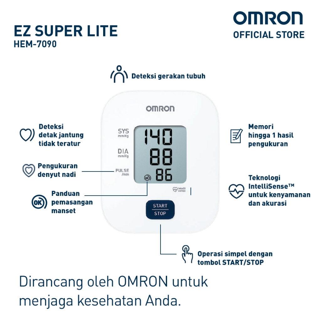 Omron Tensimeter Digital HEM-7090 EZ Super Lite Monitor Tekanan Darah Otomatis Foto 7