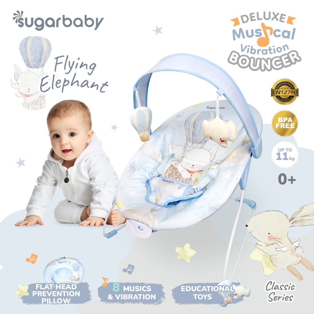 Sugar Baby Deluxe Musical Vibration Bouncer Kursi Ayunan Bayi dengan Musik & Getar Foto 5