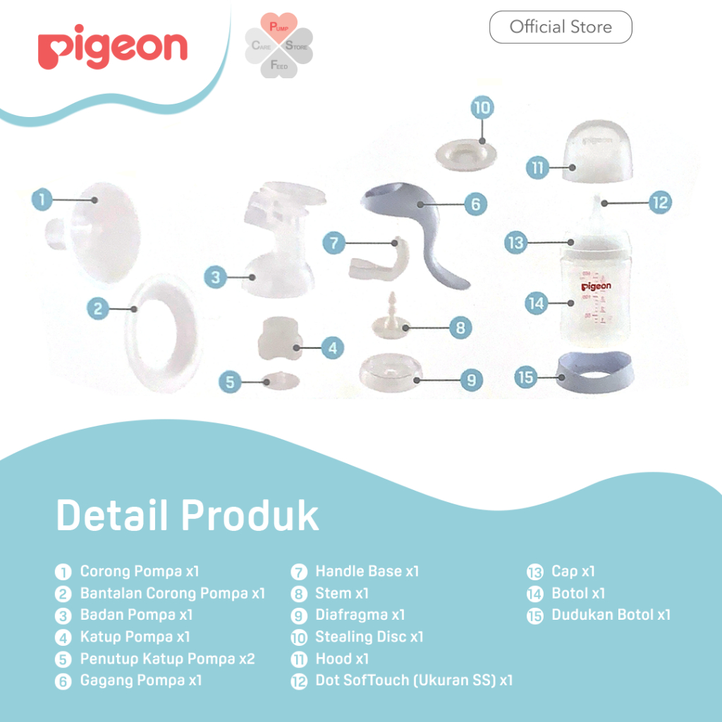 Pompa ASI Manual Pigeon BPA Free Dual Phase Stimulasi & Pemerahan Foto 6