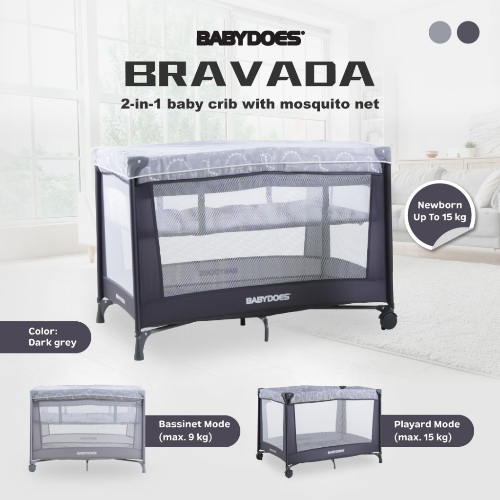 Babydoes Bravada 2in1 Baby Box & Playard dengan Kelambu dan Roda Portable Foto 6