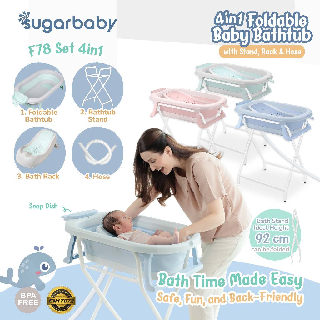 Sugar Baby Foldable Baby Bathtub dengan Digital Thermometer F82 F78 F88 Bak Mandi Bayi Foto 2